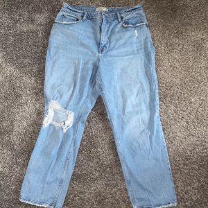 Abercrombie 90s straight ulta high rise curve love jeans in light blue